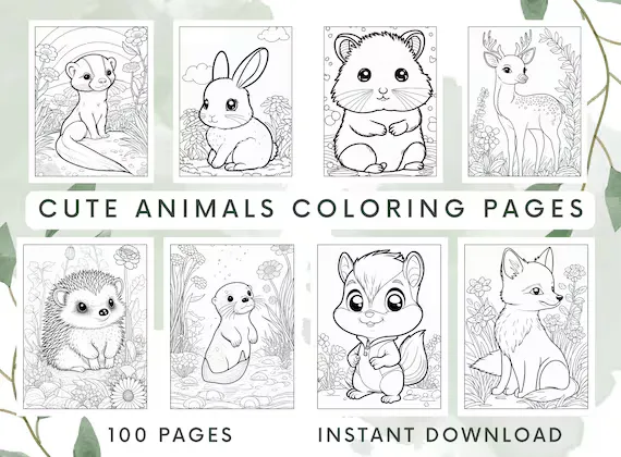 Cute Animals Coloring Book Description Image